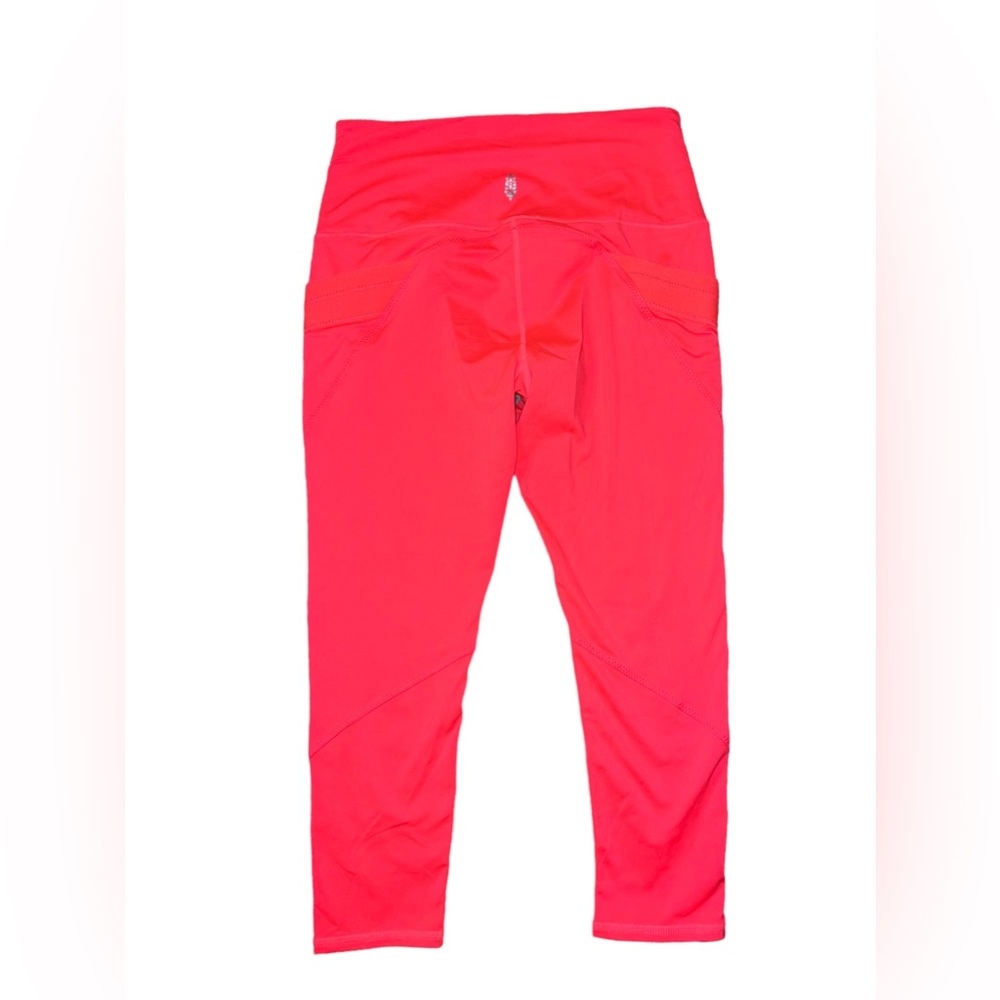 Free People Movement End Game Neon Coral Pink Orange Leggings Medium - Picture 2 of 7